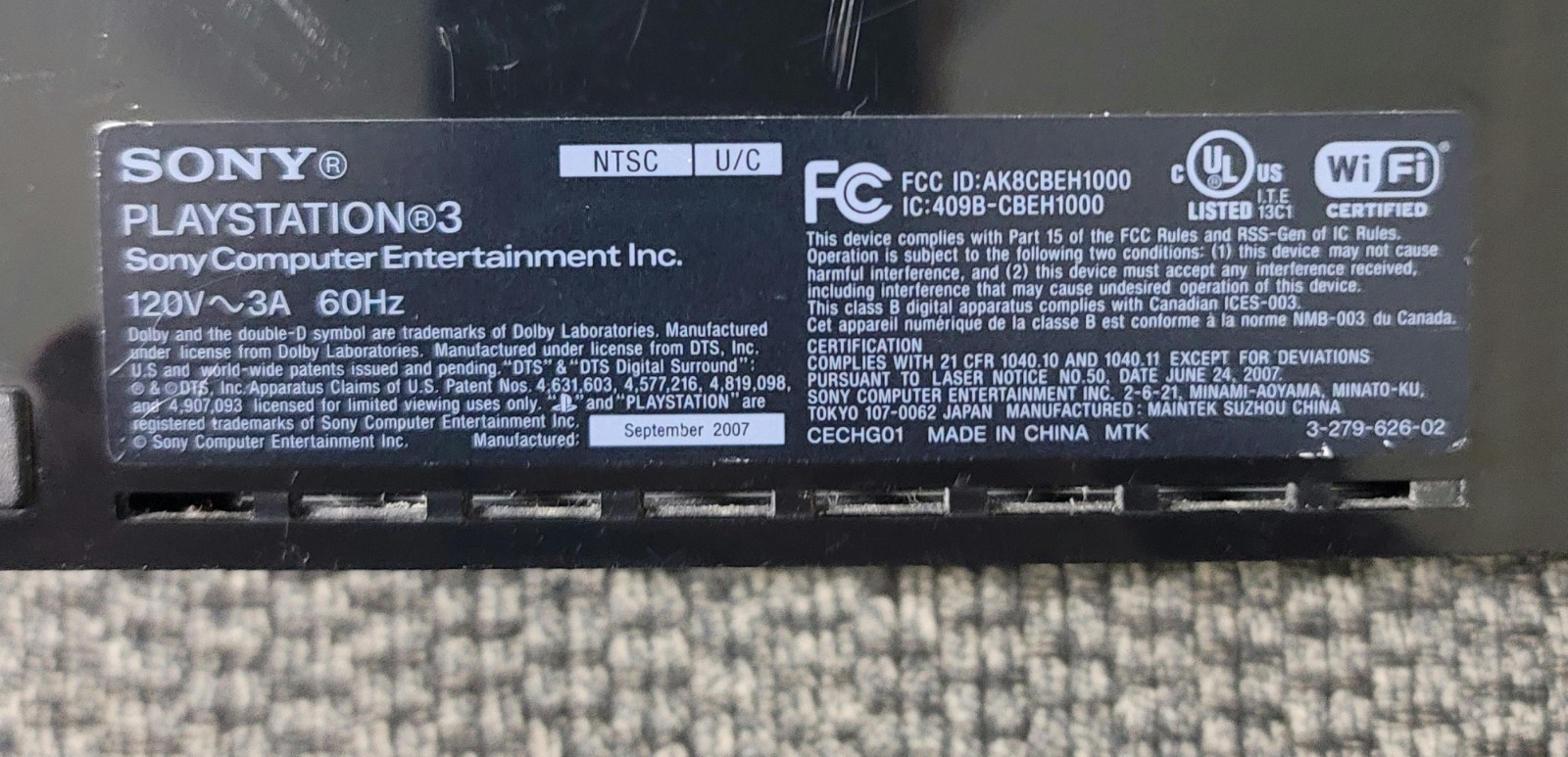 Sony PlayStation 3 PS3 Fat 40GB CECHG01 Console & Cables Tested Works