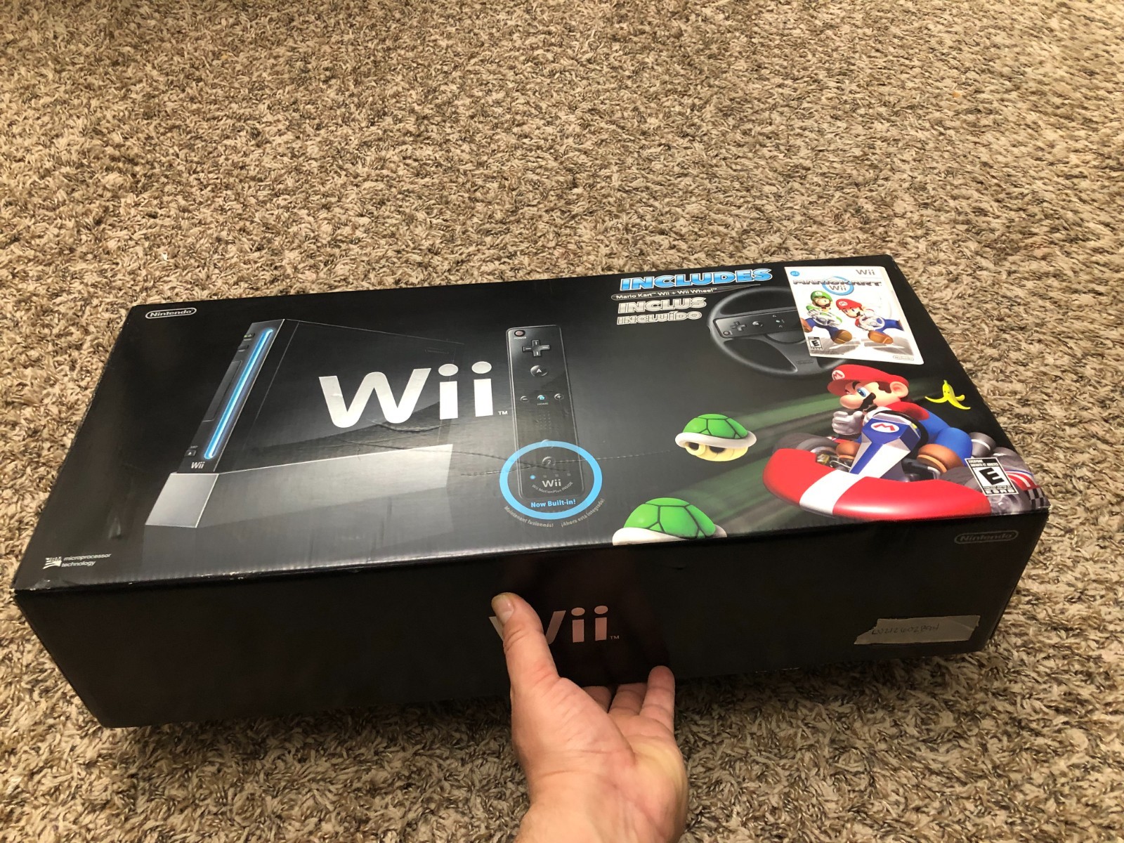 Nintendo Original Wii Mario Kart Bundle Black Console With Wii Wheel Sealed game