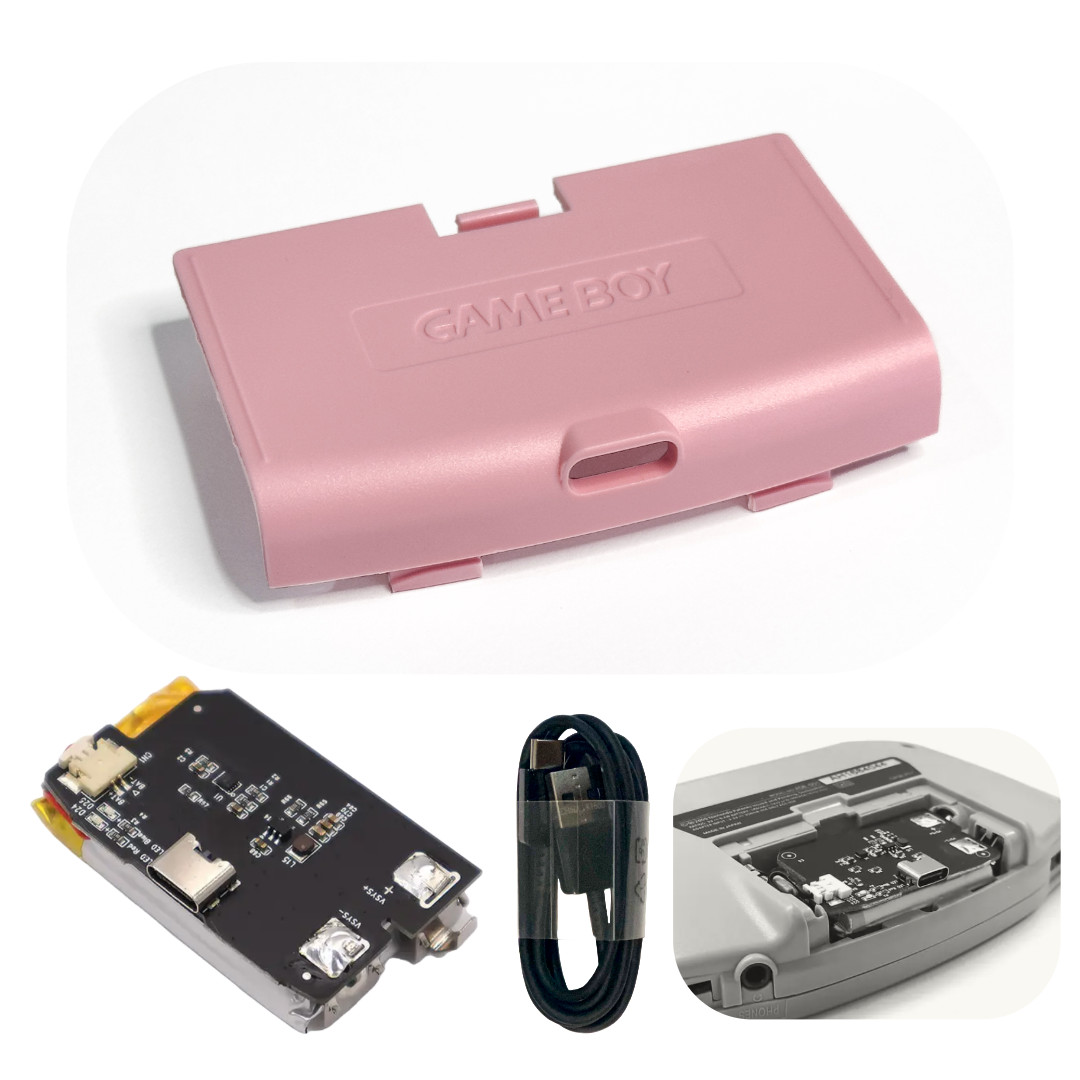 Nintendo Game Boy Advance GBA V5 IPS LCD LIGHT PINK USB-C Rechargeable Battery
