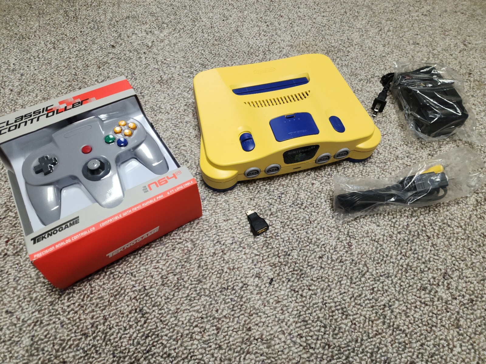 Custom HDMI Pokemon Yellow Nintendo 64 N64 US Console Bundle Controller Power