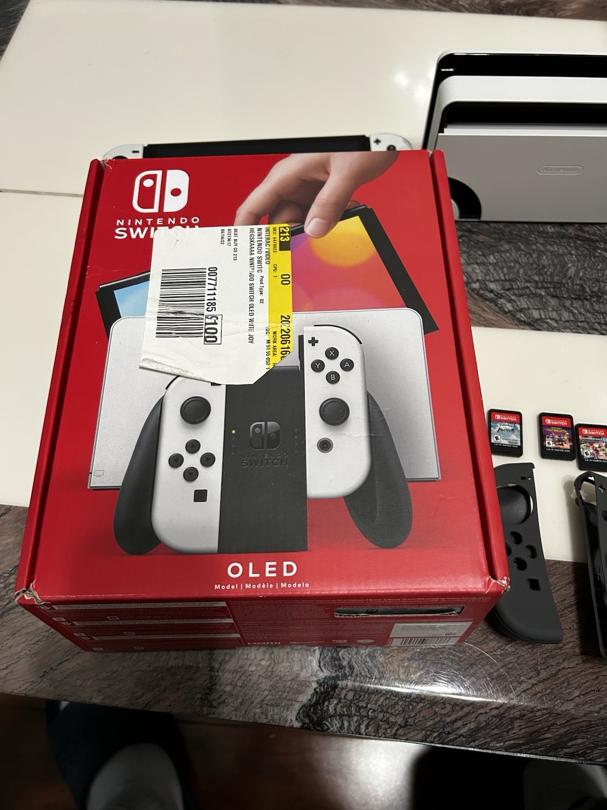 Nintendo Switch OLED 64GB 720p HD White Joy-Con Bundle w/ Dock Case Cables