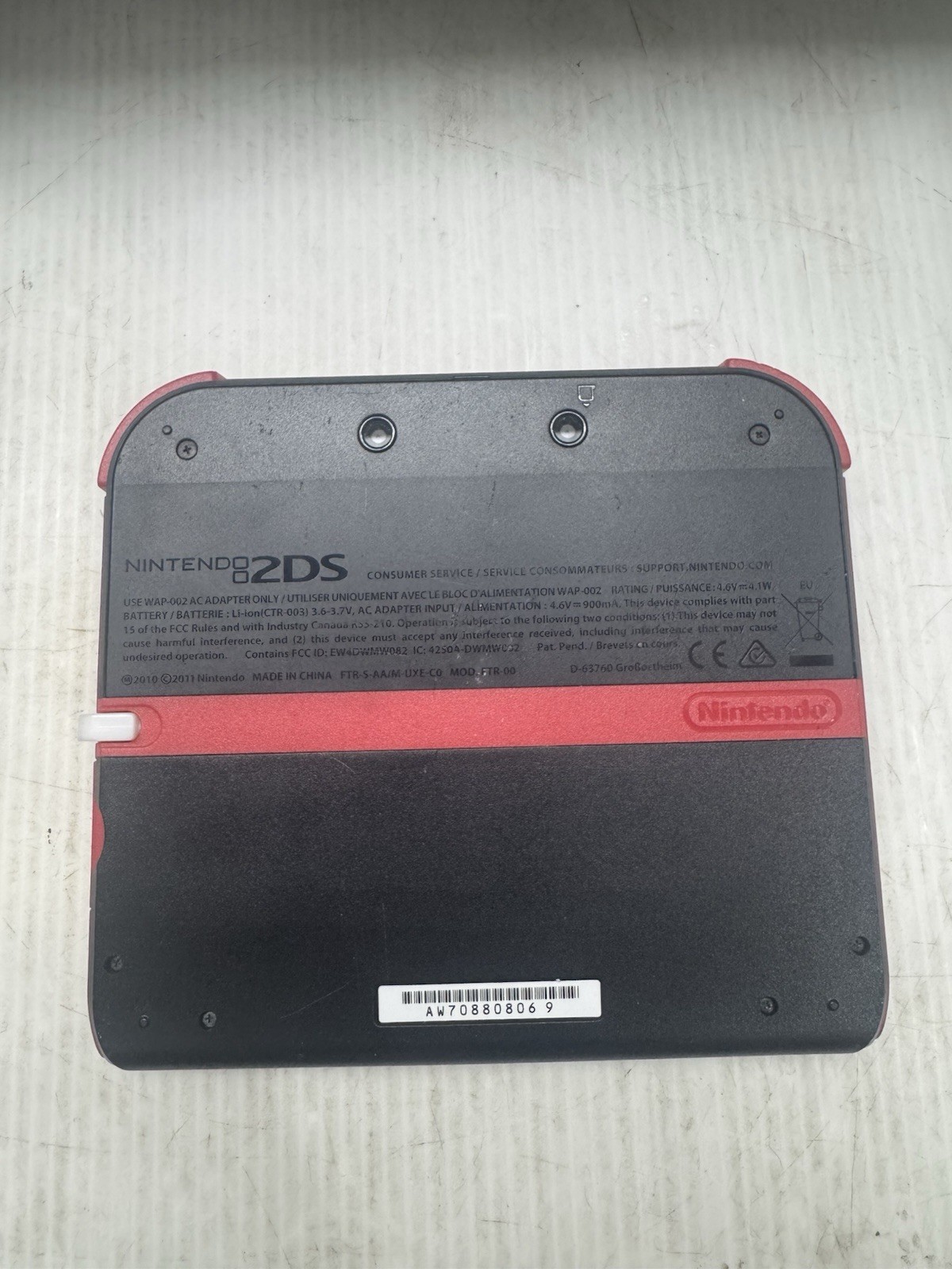 Nintendo 2DS Crimson Red Handheld System – Red/Black – Tested/Works