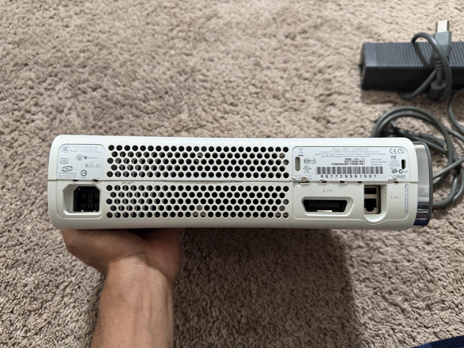 Xbox 360 White 20GB HDD Fat Console With Cables