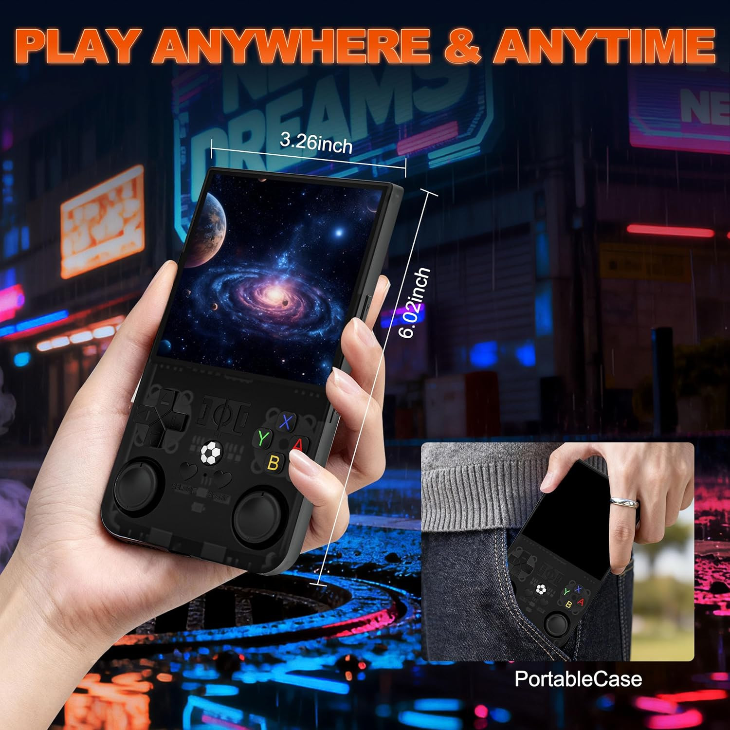 R36MAX Retro Handheld Game Console, 4.0 Inch IPS Screen, 64G TF Card, 4000Mah Ba