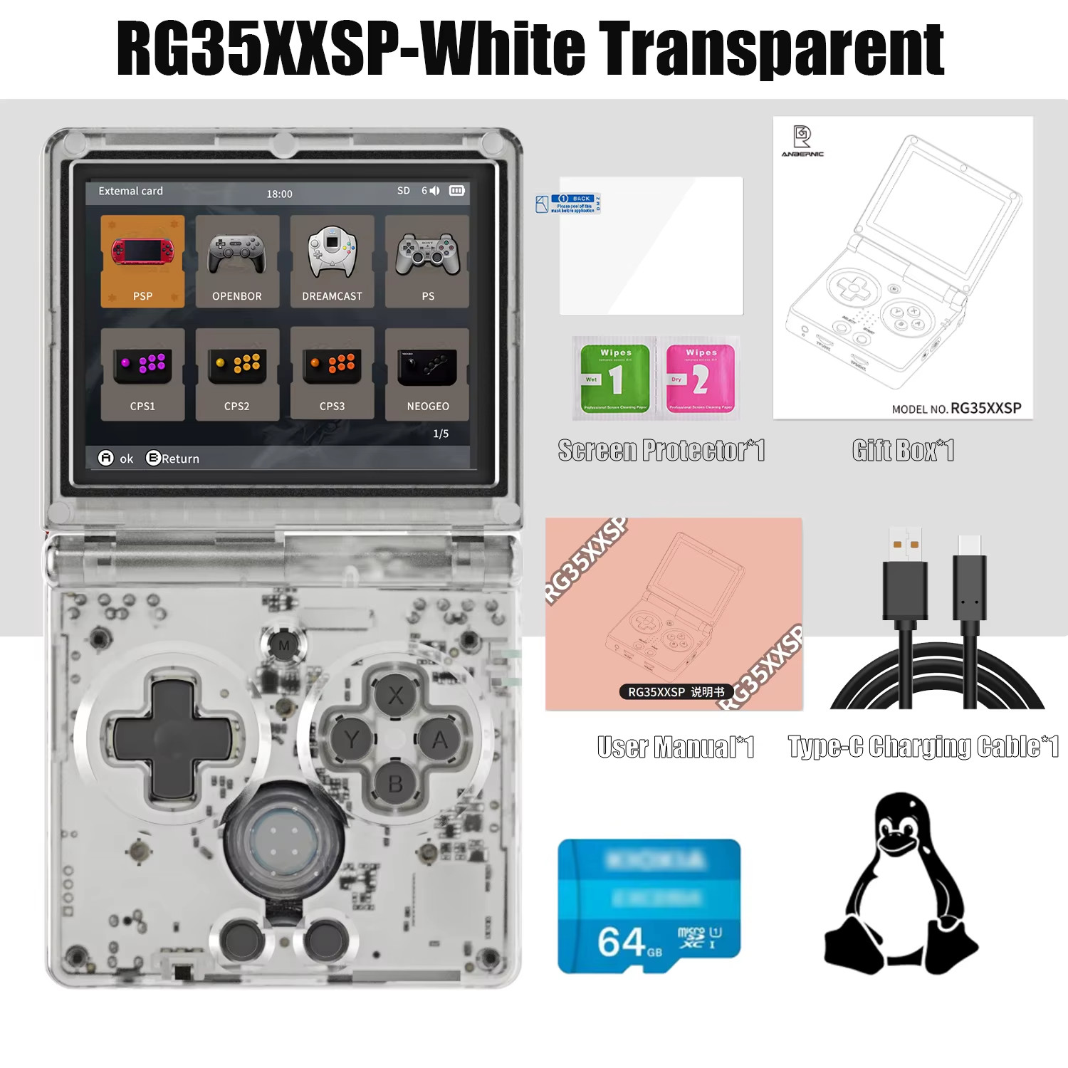NEW RG35XXSP Flip Handheld Game Console 3.5 Inch IPS Clamshell Video Gaming Cons