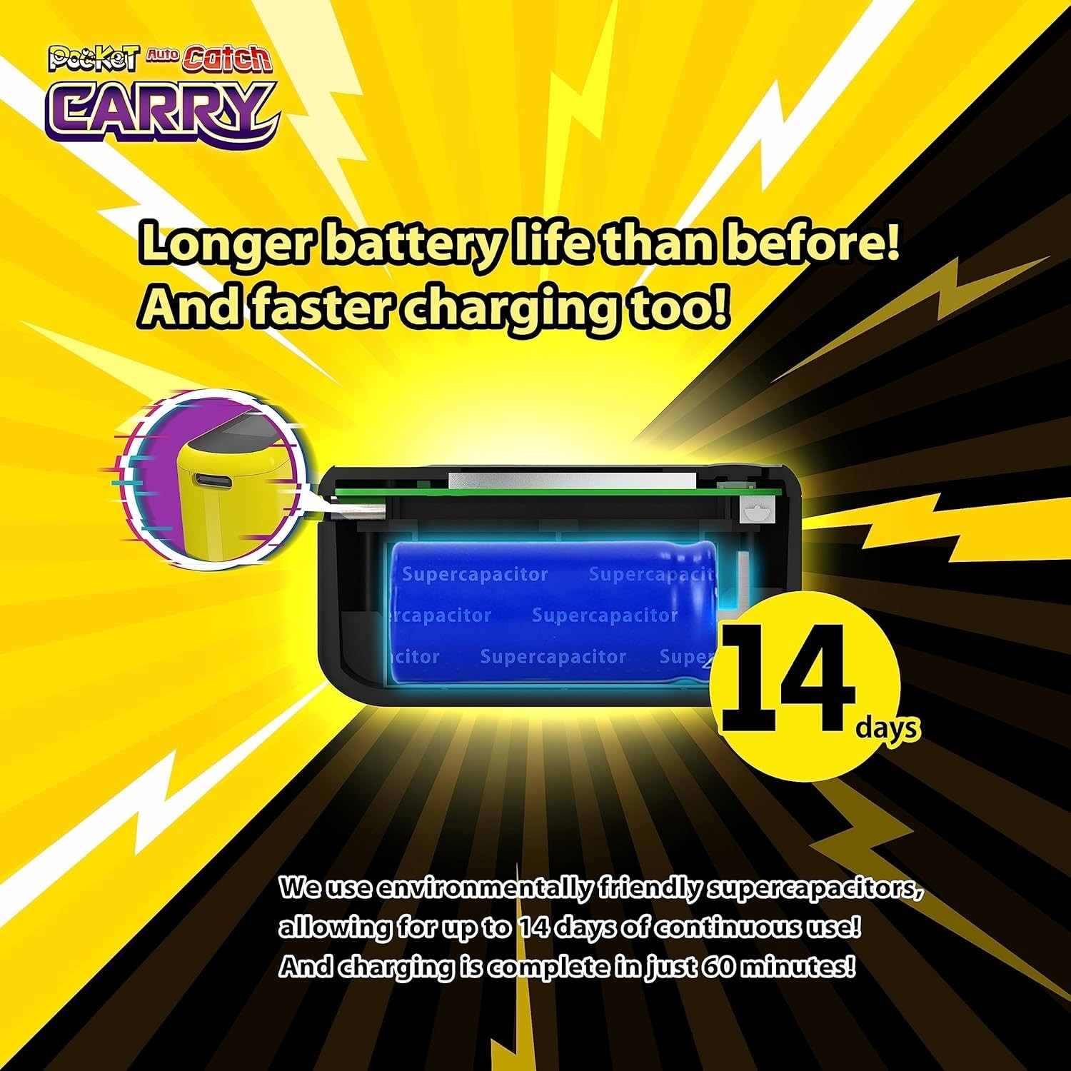 Brook Pocket Auto Catch Carry for Poke Go (Color: Pika Yellow) for Dual Accounts