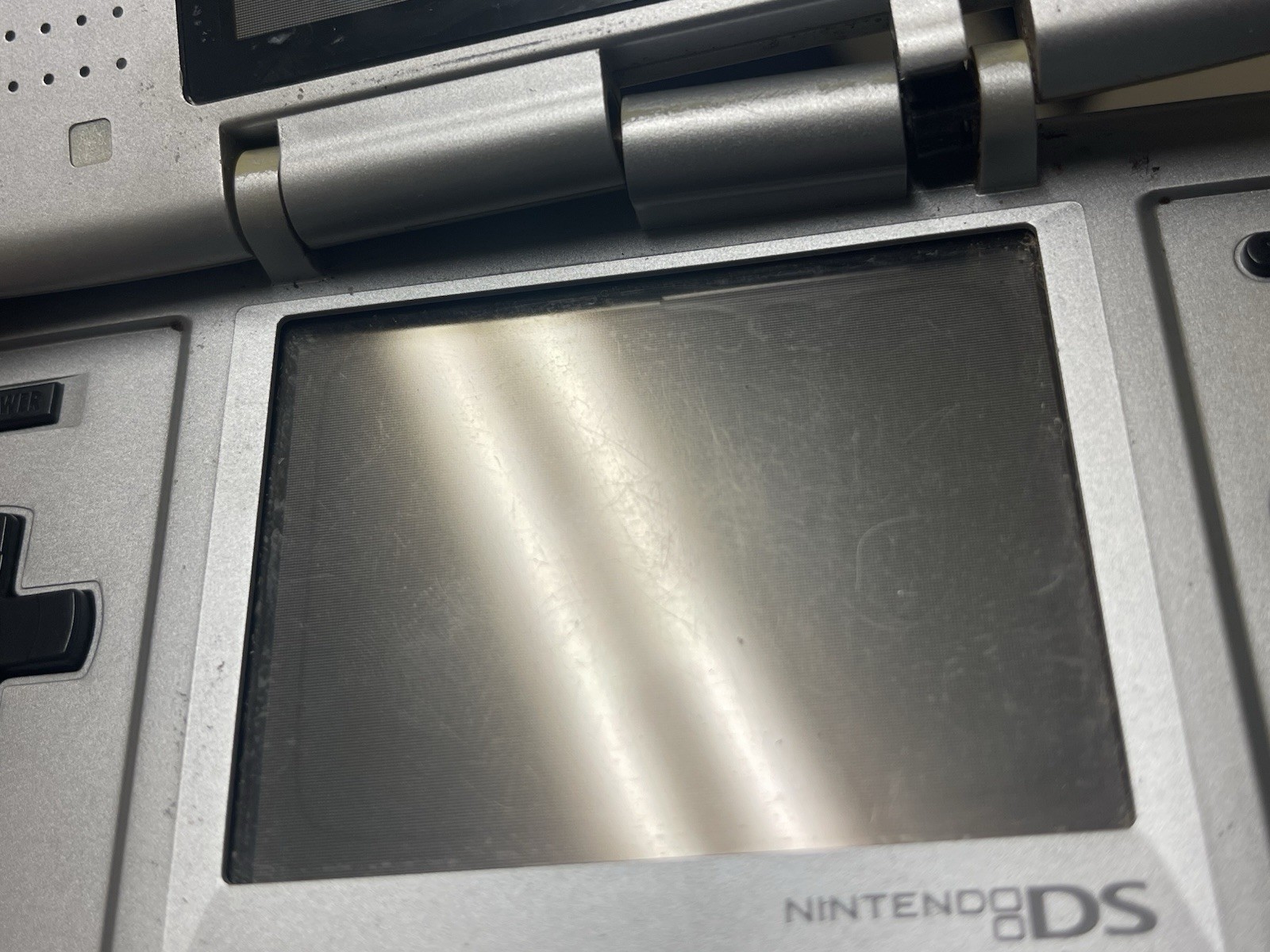 Nintendo DS Original NTR-001 Console – Silver – Broken Hinge Powers On Reset