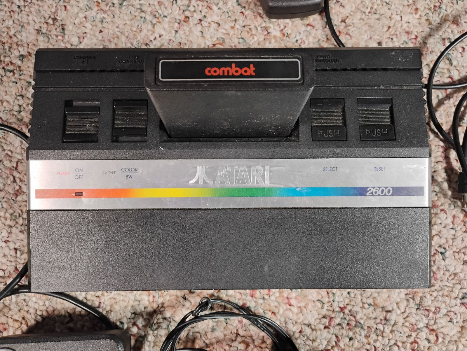 Atari 2600 Jr Junior Rainbow Console w/ Combat,Cables,Controllers – Tested Works