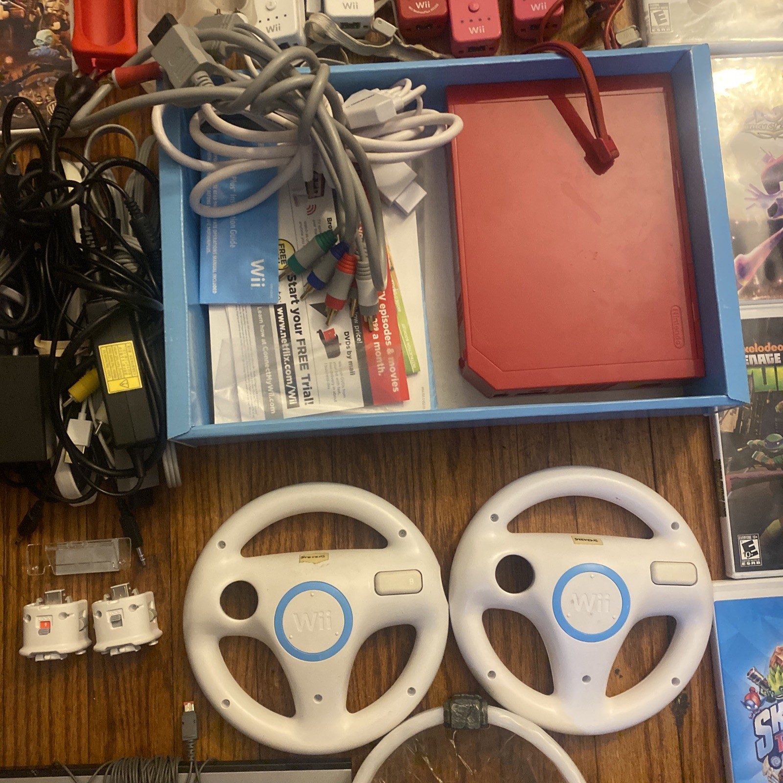 Nintendo Wii Red Backwards Compatible Pristine W/16 Games Plus Accessories