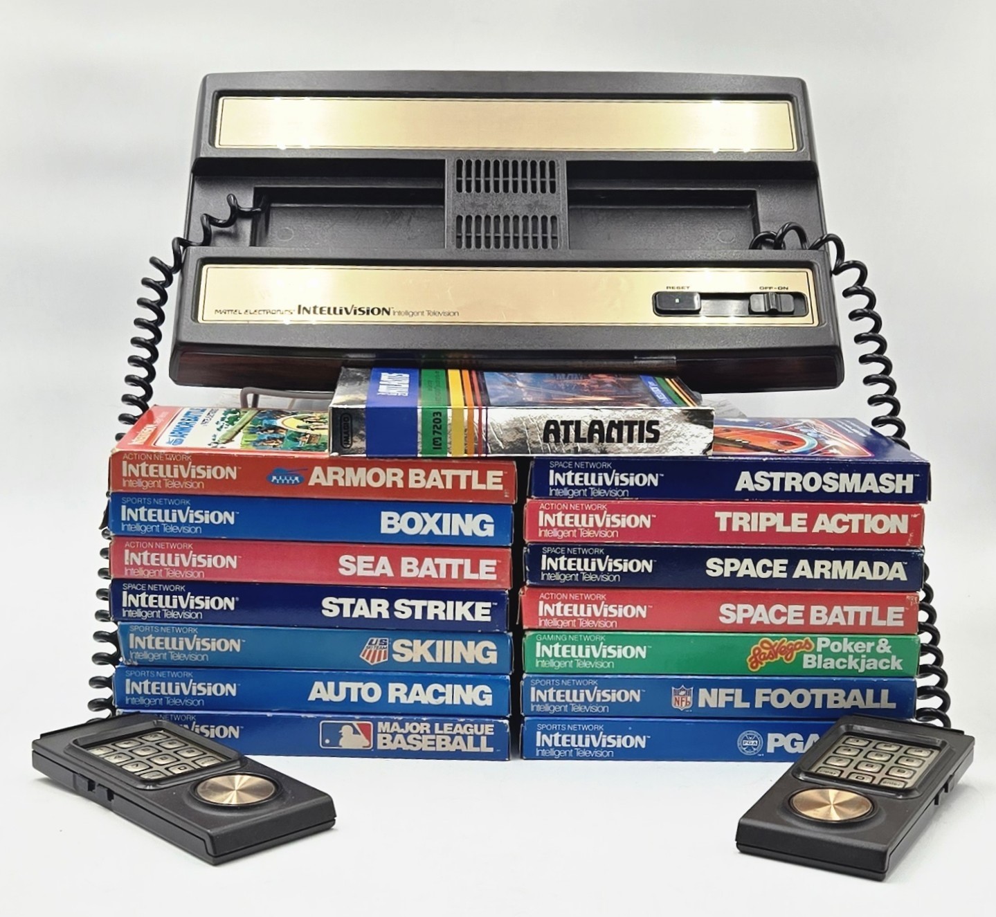 Vtg Mattel Intellivision Console Bundle 15 Game Lot CIB Overlays TESTED WORKING