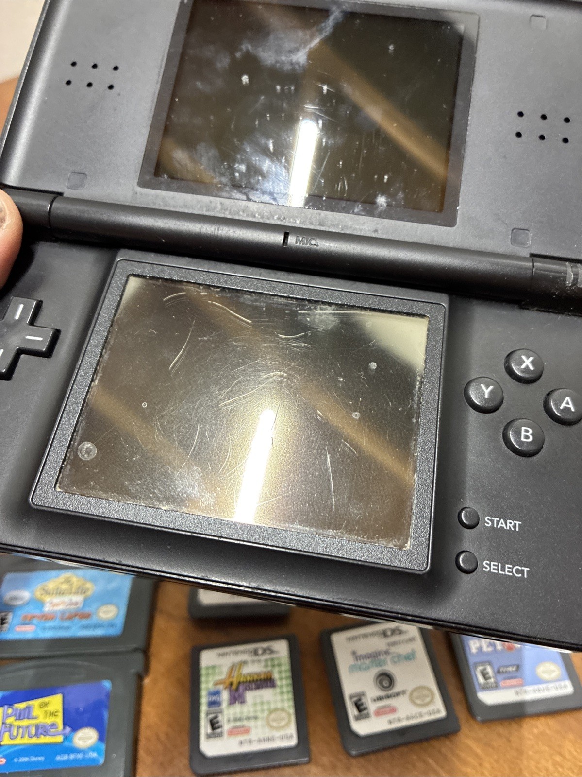 Nintendo DS Lite Glossy Black GBA Game Bundle /w Charger Works
