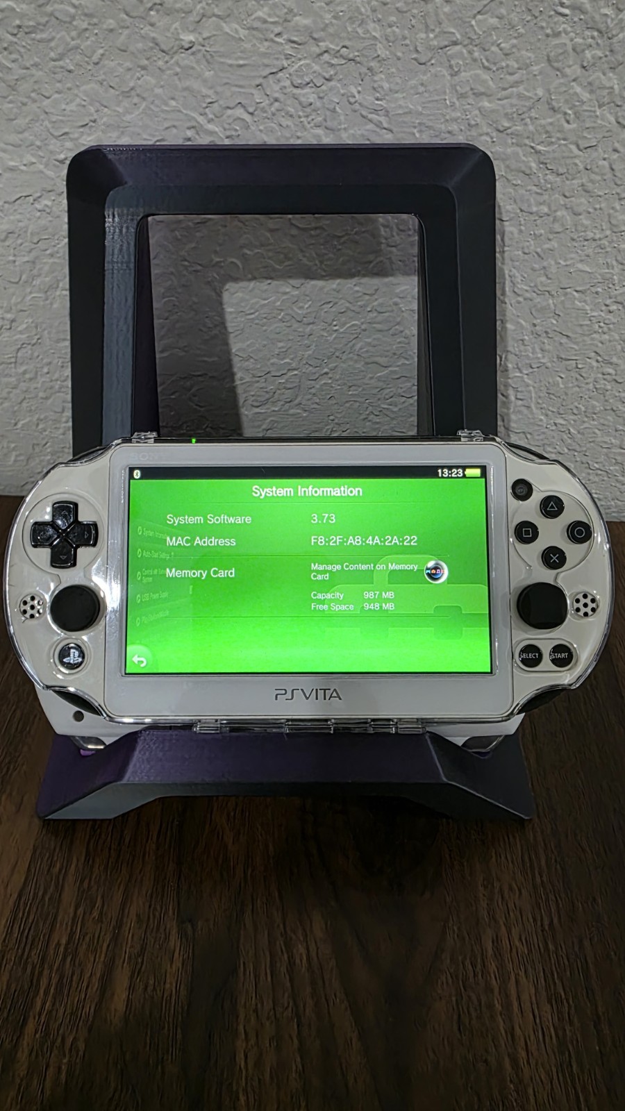 Sony PS Vita Slim PCH-2000 Custom White/Black Console w/ Clear Case Charger 1GB