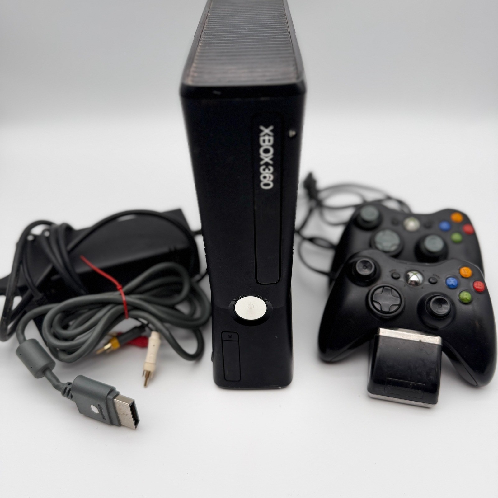Microsoft Xbox 360 S Slim Console 1439 250GB Matte Black 2 Controllers Bundle