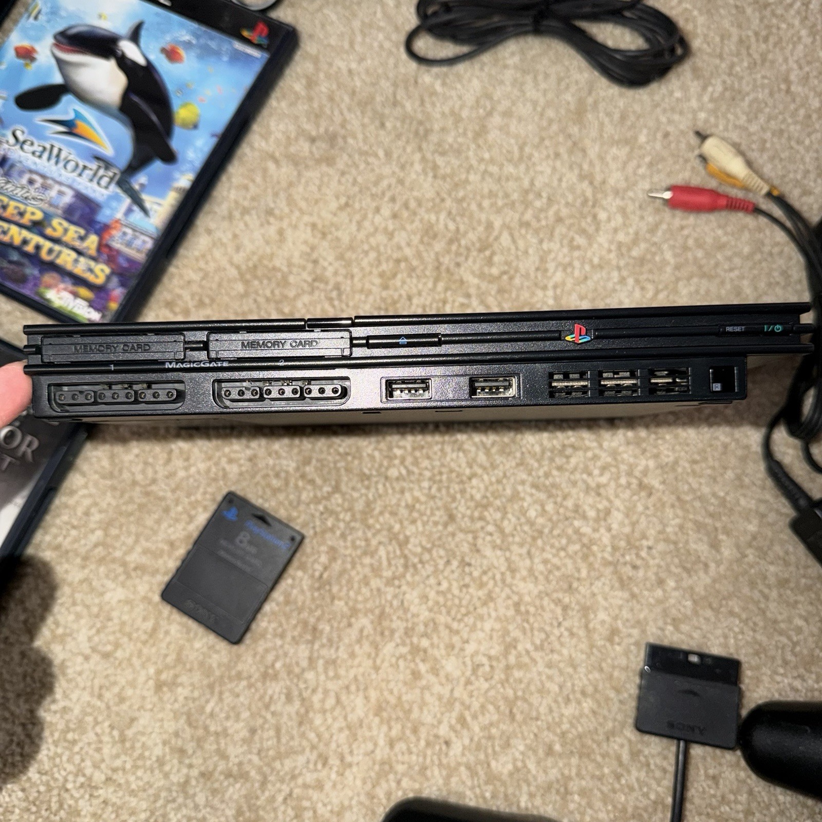 Sony PlayStation 2 Slim w/ Controllers, Games, and Cables [TESTED/WORKS]