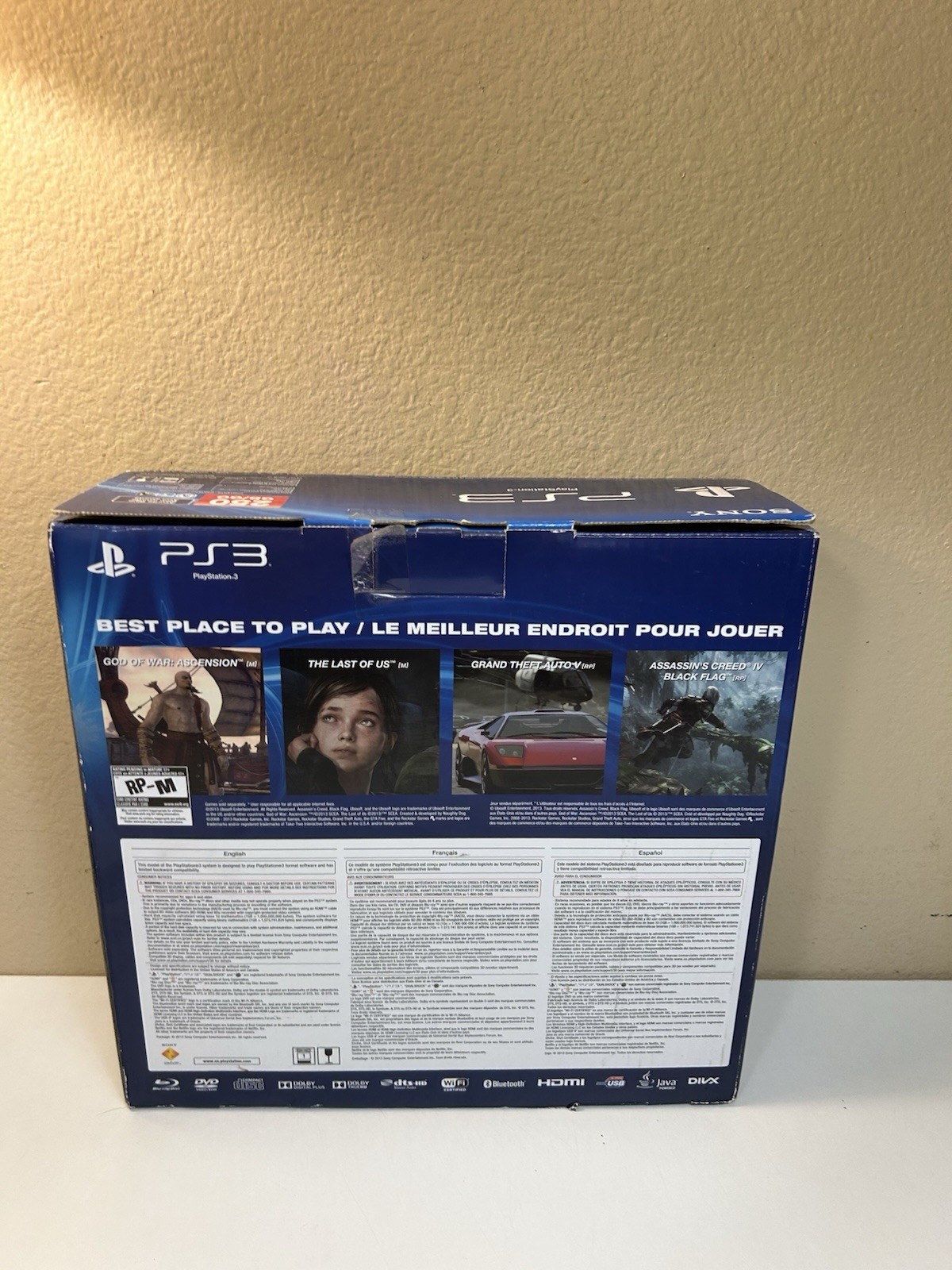 New Unsealed Open Box PS3 Super Slim 250 GB Azurite Blue Console CECH-4201B Read