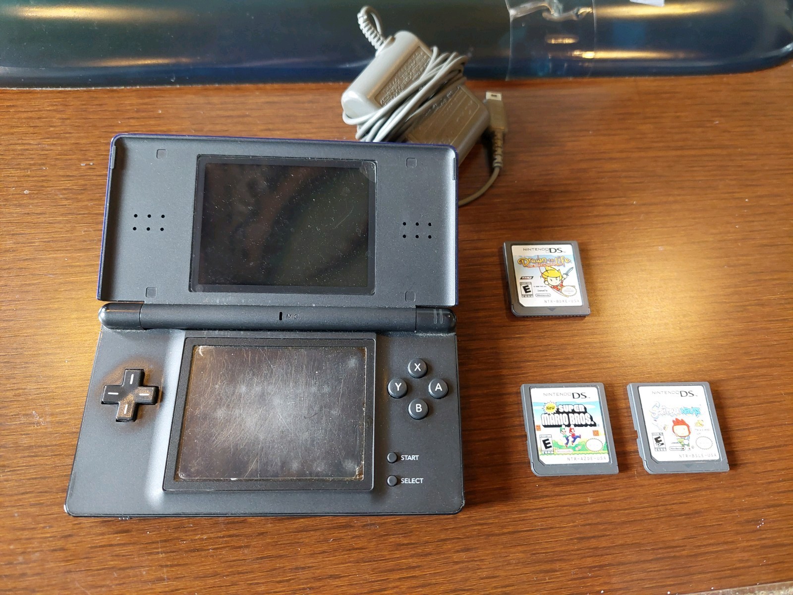 Nintendo DS Lite Blue Tested Working Console Charger Stylus Included 3 games inc