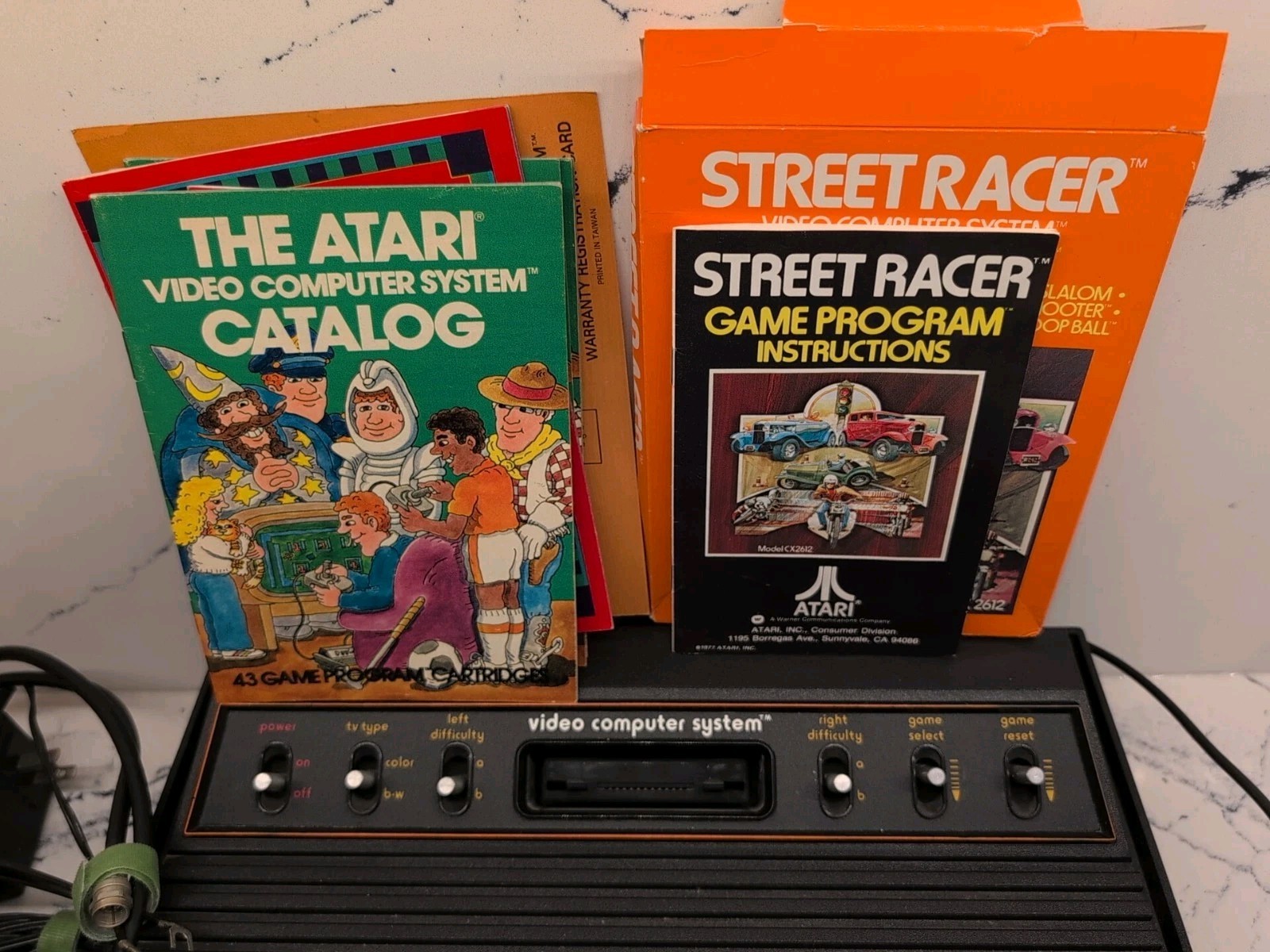 Atari 2600 Console W/ Adapter, 2 Joystick, 2 Set Paddles Connect To TV Untested