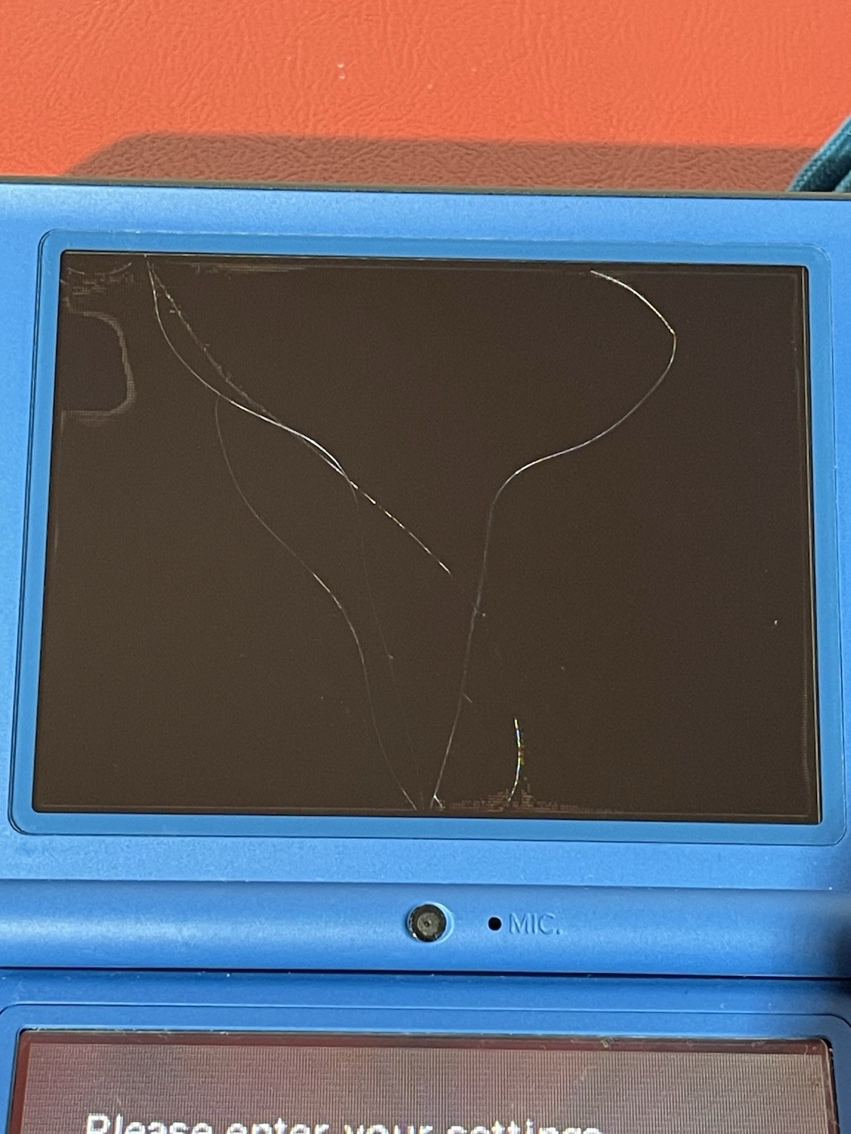 NINTENDO DSI XL BLUE FOR PARTS OR REPAIR NOT WORKING CRACKED SCREEN