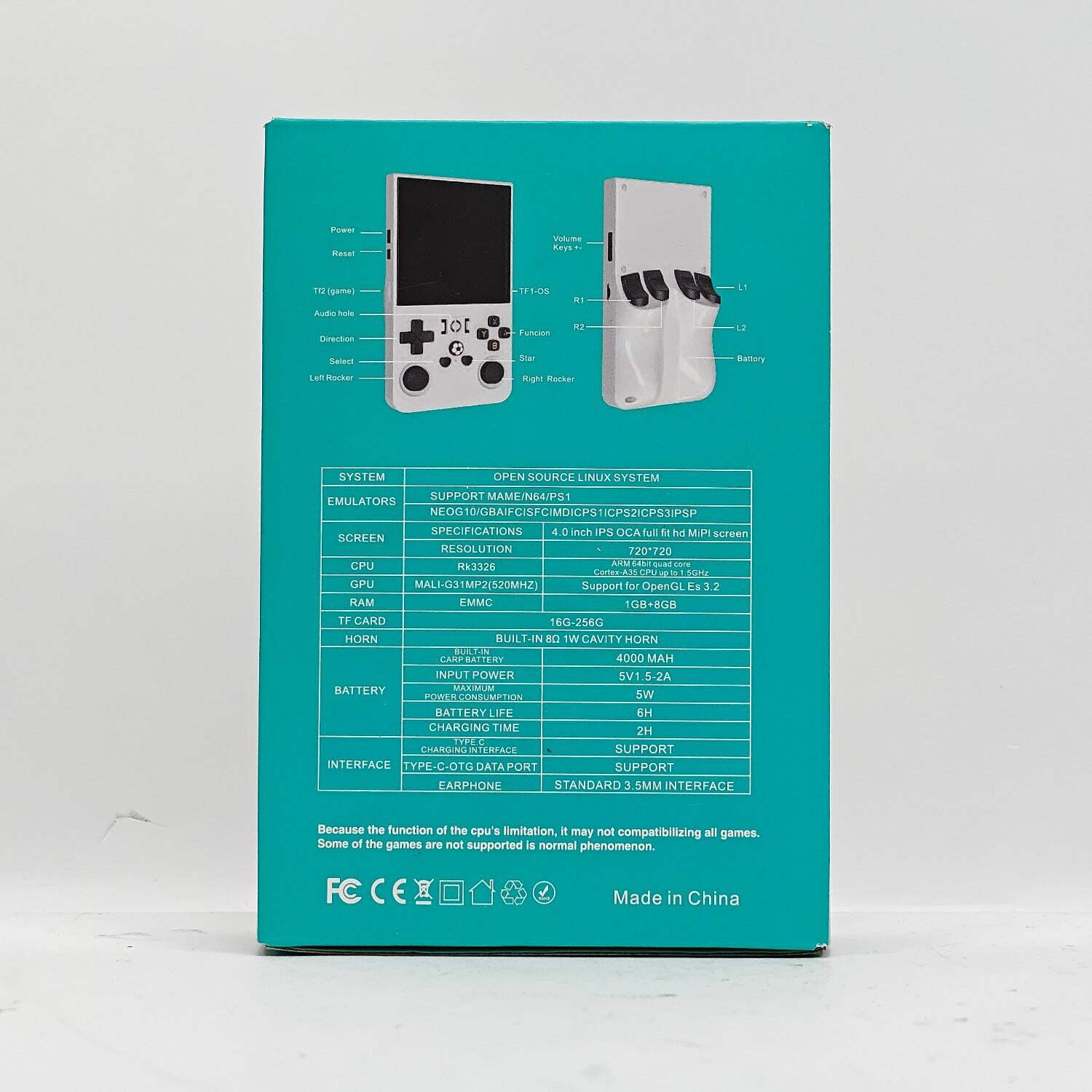 R36Max Open Source Console Retro Handheld Gaming Console 128GB White READ