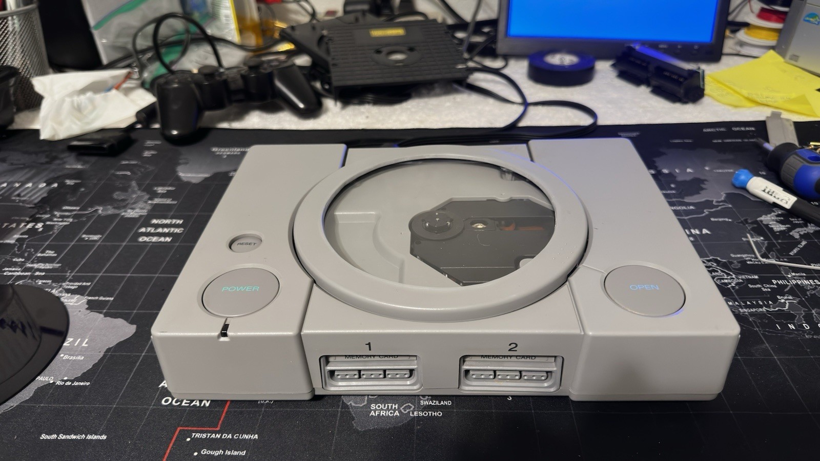 PLAYSTATION 1 PS1-CUSTOM CLEAR WINDOW LID!