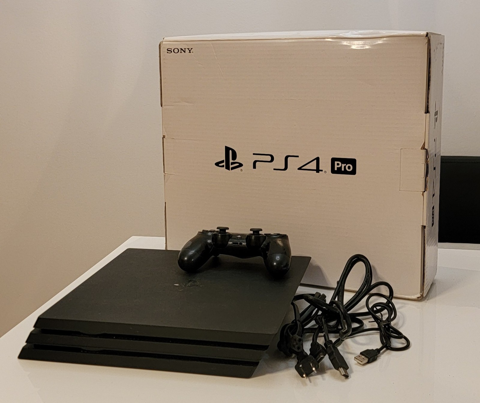 Sony PlayStation 4 PRO PS4 1 TB Console with box , Wireless Controller, +Cords