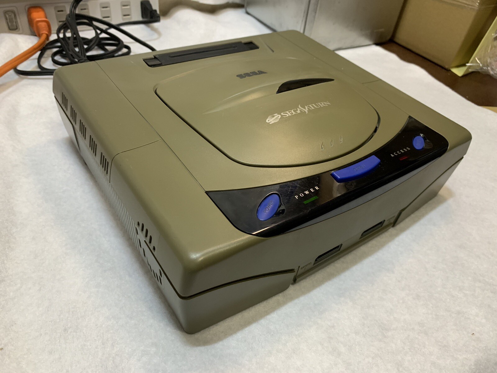 Sega Saturn Console Gray HST 3200 Cable set Tested USED clean up inside Japan