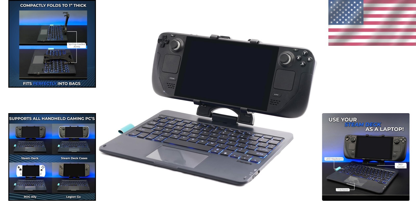 High-Performance Bluetooth Trackpad Keyboard with RGB for Steam Deck Gaming