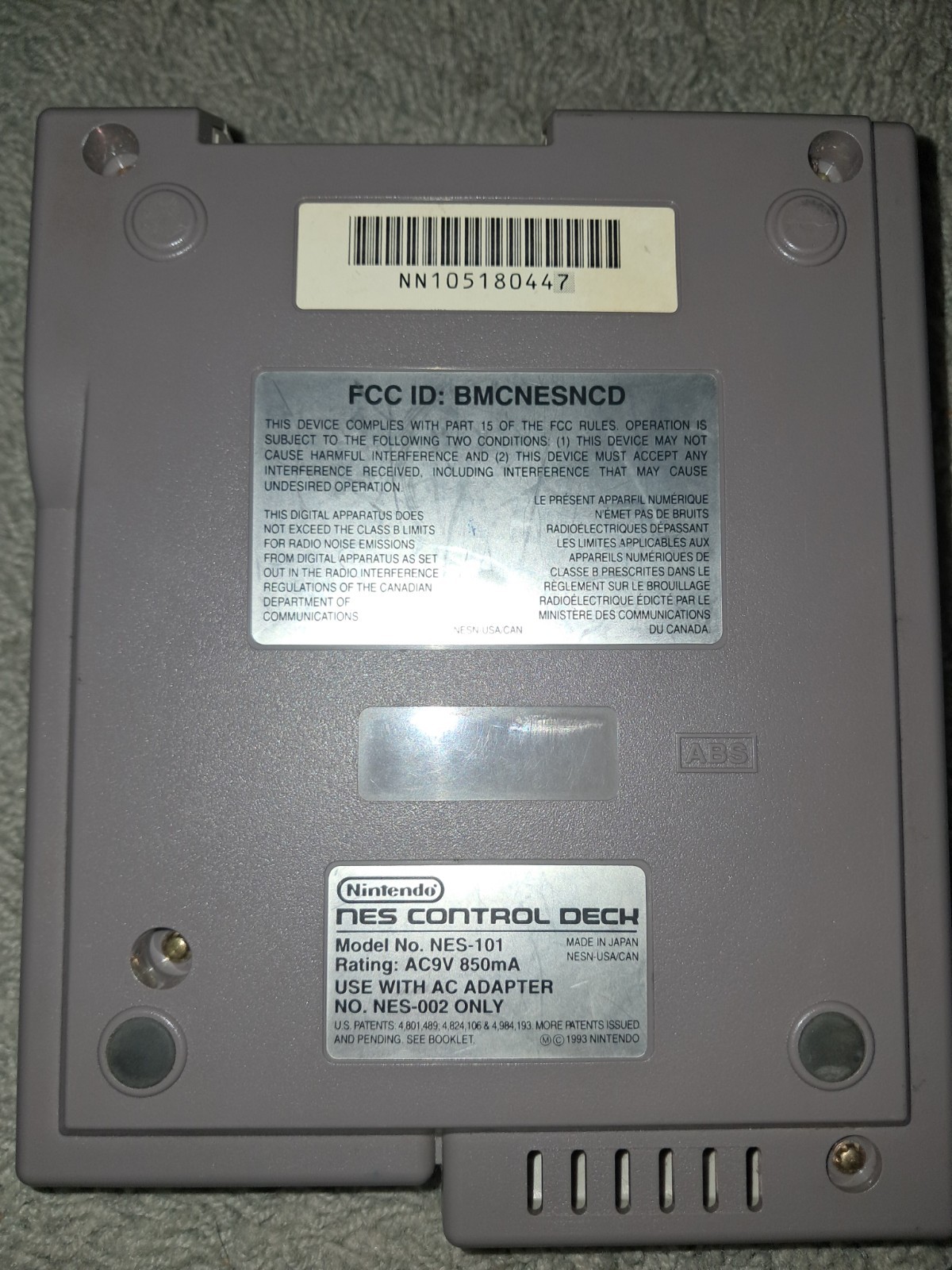 Nes Top Loader Console System Only Tested