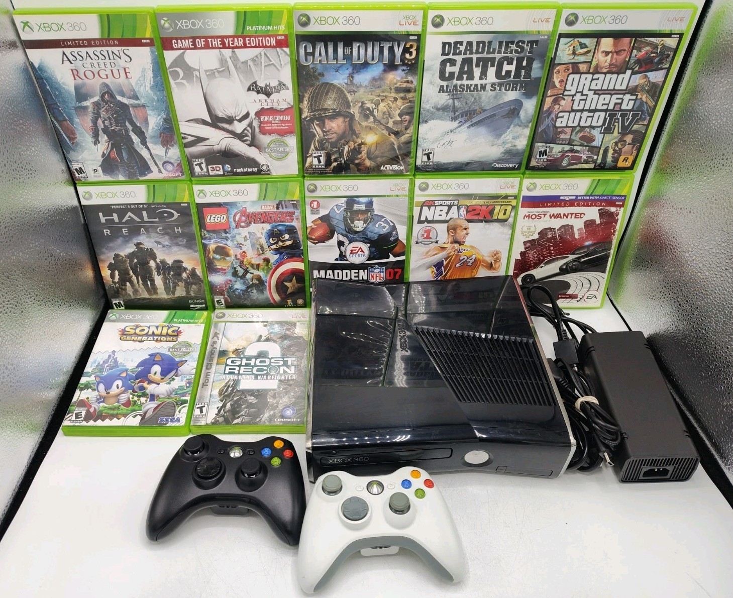 Microsoft Xbox 360 S Console 250GB HDD Bundle + 12 Games + 2 Controllers Tested!