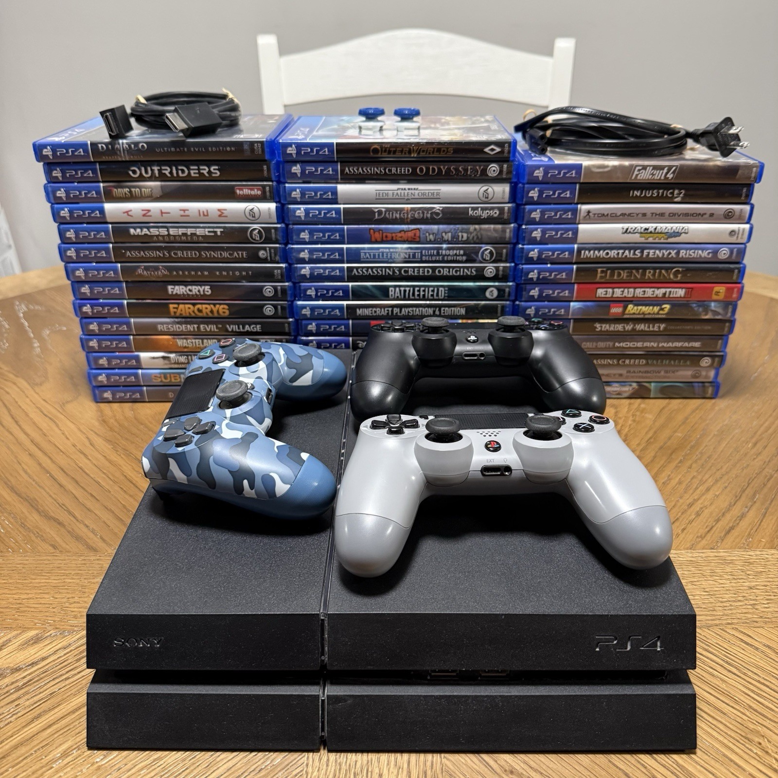 Sony PlayStation PS4 CUH-1215A Bundle-Controllers, 41 Games, Cables, Hard Drive