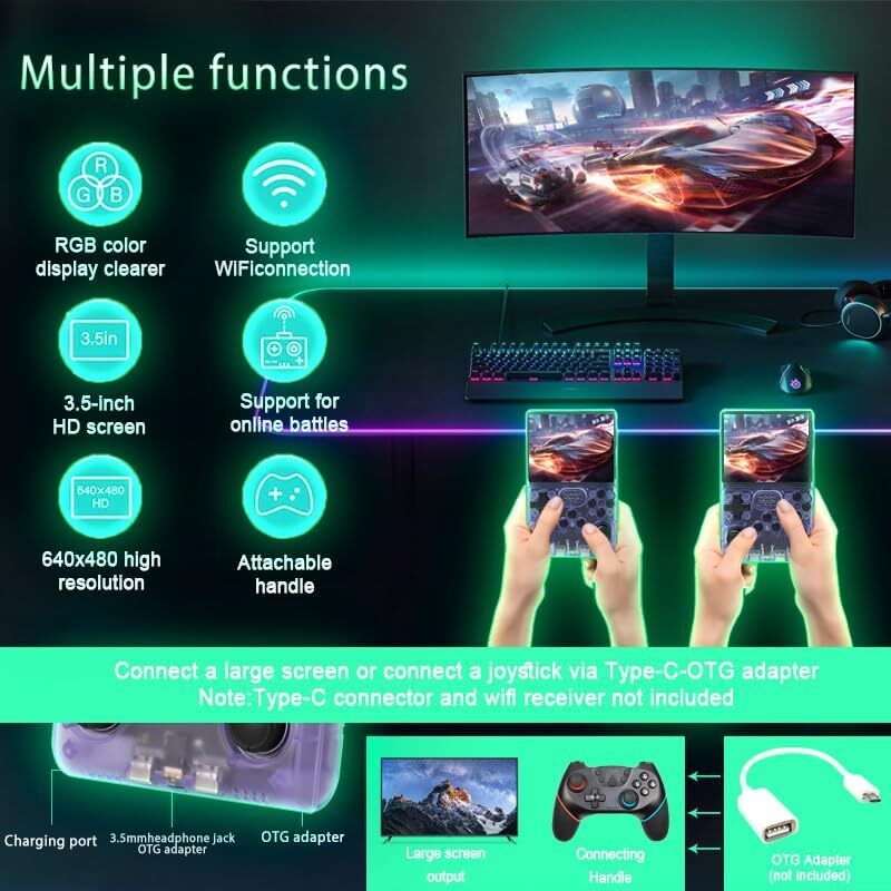 R36S Retro Handheld Video Game Console Linux System 3.5 Inch IPS Screen