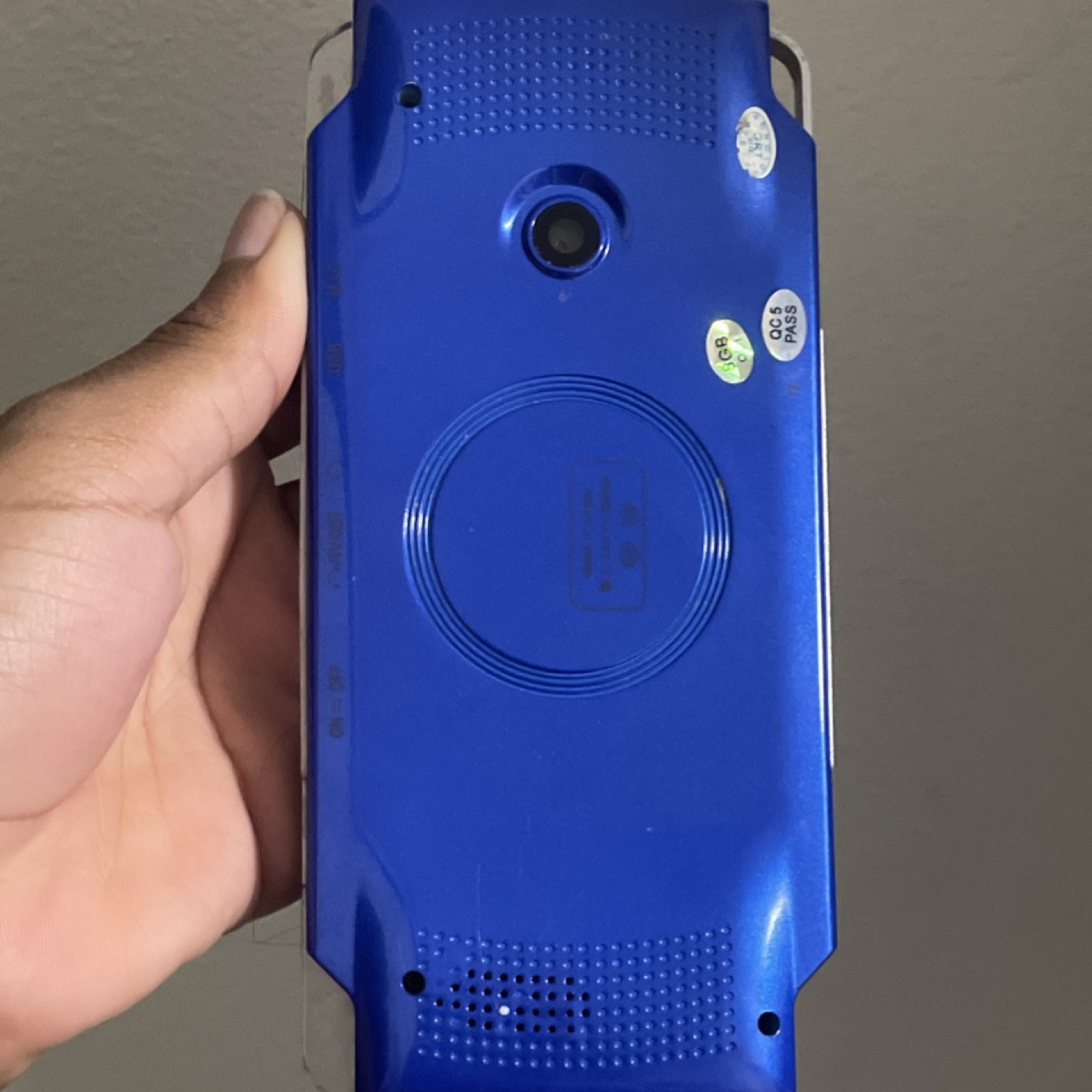 Blue Handheld System with Headphone Jack