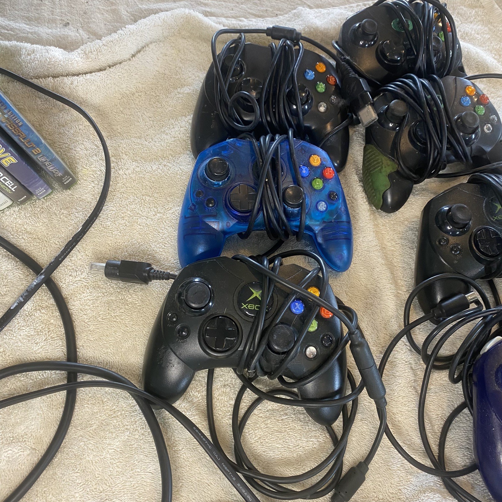 OG XBox with 7 Remotes and 5 games