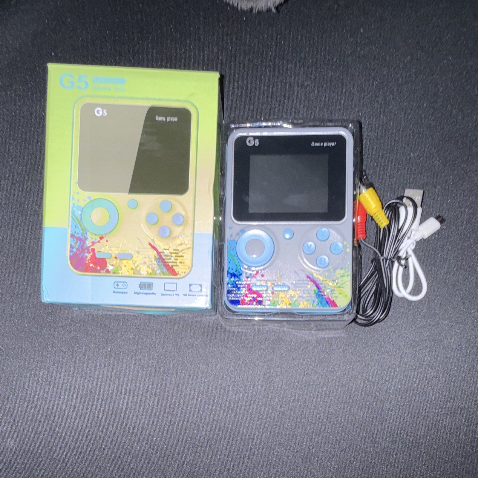 G5 Handheld Game Player Console Backlit Screen Composite RCA AV Cable Blue