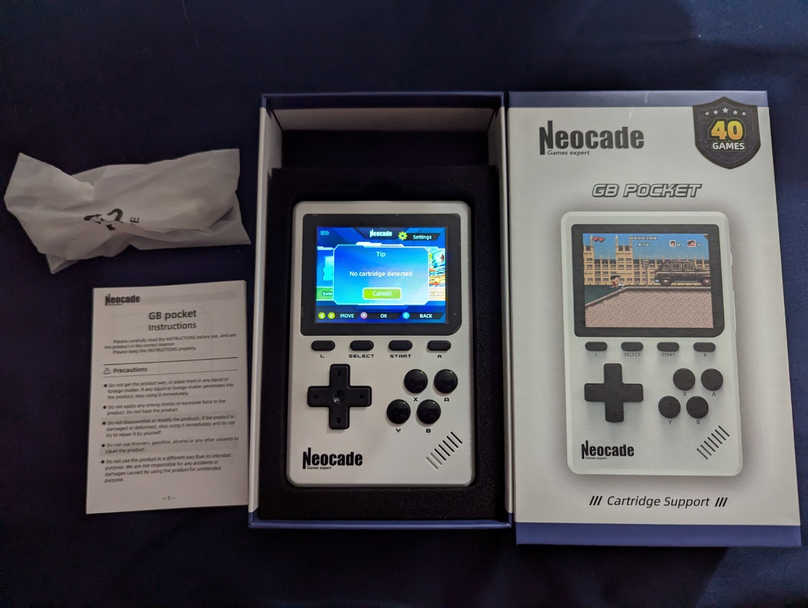 NEOCADE GB Pocket Retro Gaming Console – Licensed GBA Cartridge Support, 3″ HD