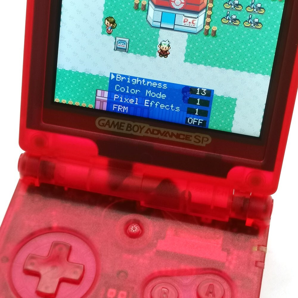 Game Boy Advance SP Clear Red Console modify IPS V5 Backlight Screen 720×480