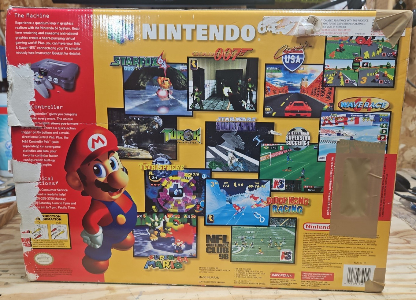 Nintendo 64 Console With Box N64 Controller Styrofoam
