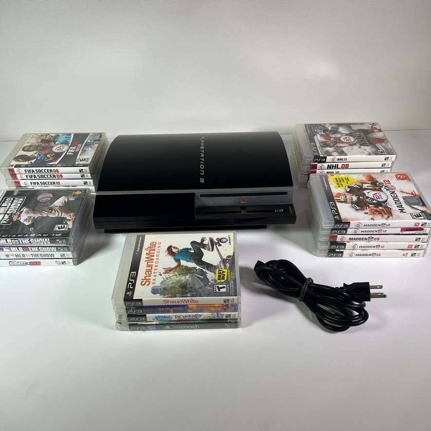 Sony Playstation 3 PS3 Console FAT 80GB CECHK01 Video Game Bundle Lot 23 Tested!