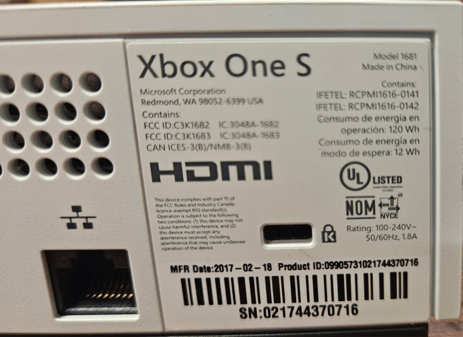 Microsoft Xbox One S 1TB White Home Console System 4K UHD Video Game
