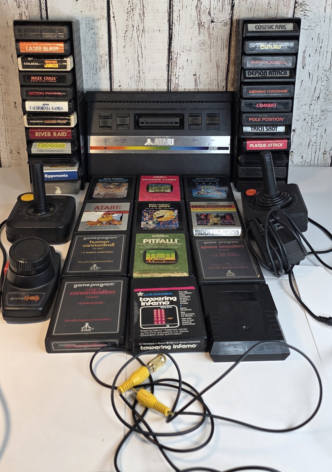 Atari 2600 Jr. Console Bundle w/ 36 Games & Joysticks TESTED Donkey Kong/Pitfall