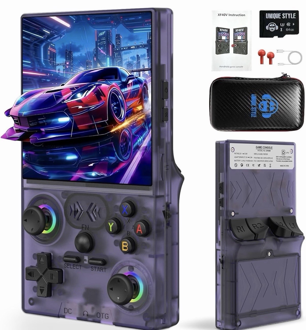 XF40V 2026 Handheld Game Console 64GB Purple Wi-Fi Headphone Jack Region Free