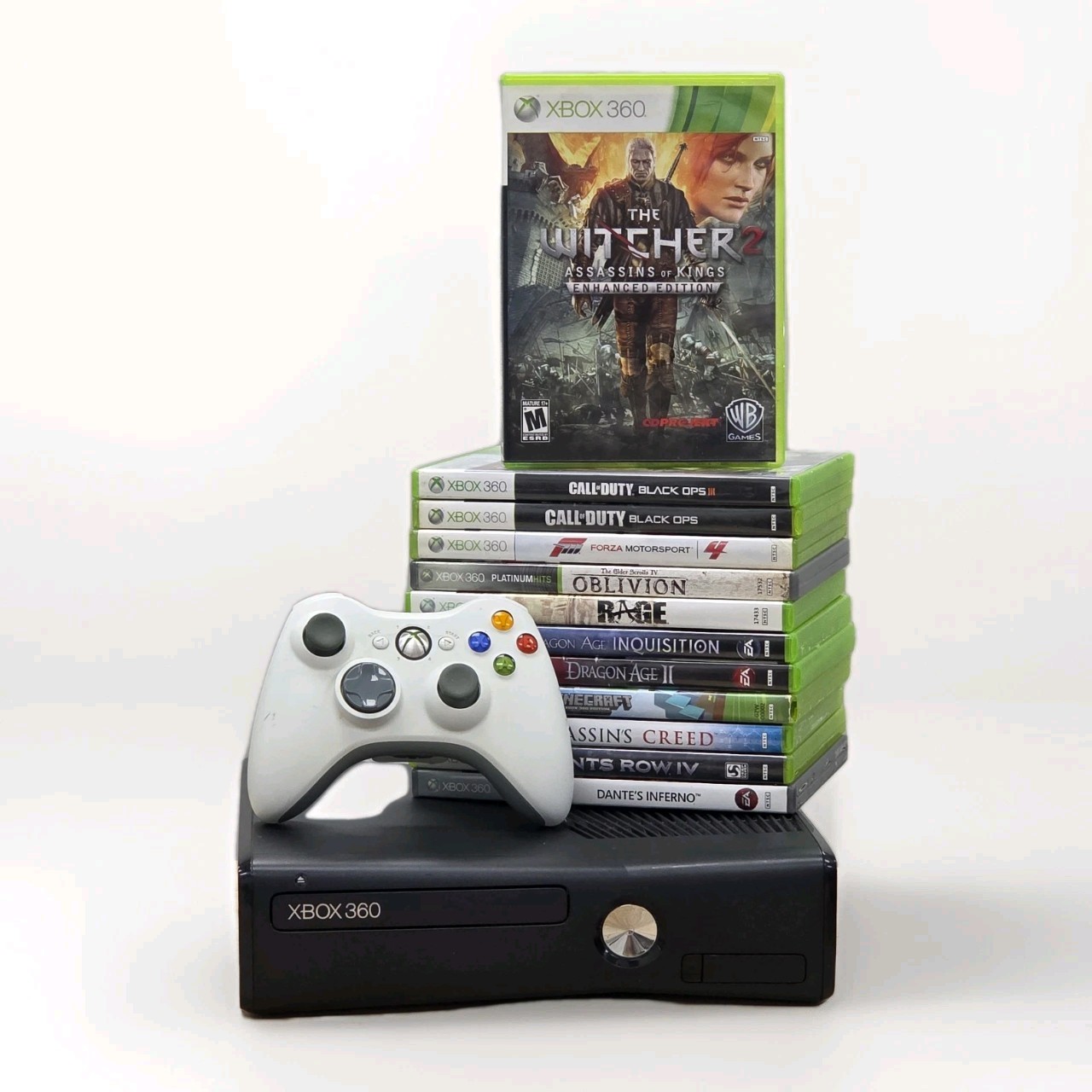 Microsoft Xbox 360 S Slim 500GB Console Model 1439 Bundle W/ 12 Games LOT