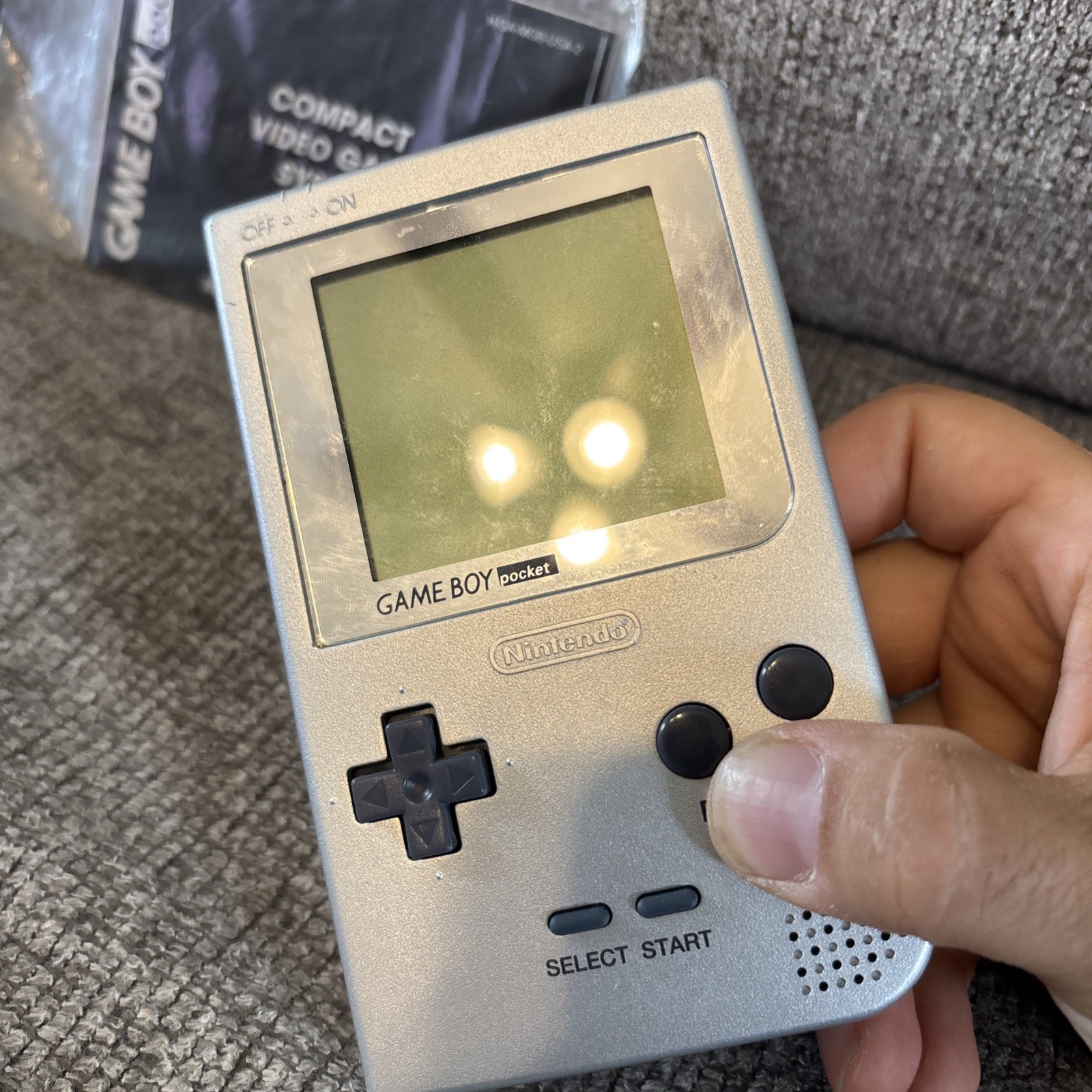 Nintendo Game Boy Pocket MGB-001 Silver Portable Handheld Console Works W/ Game