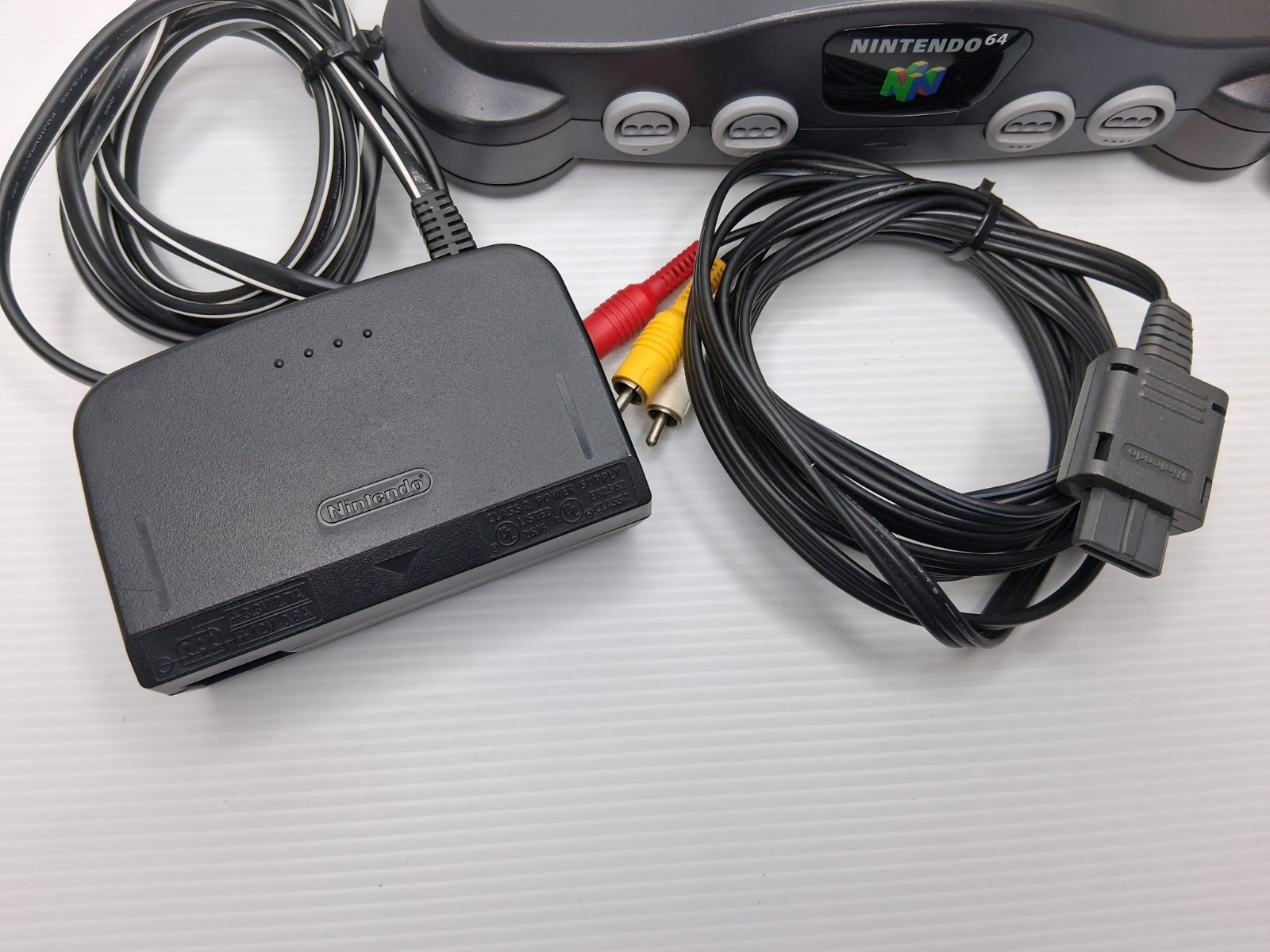 Nintendo N64 NUS-001 Black Console With OEM Green Controller & Cords Tested