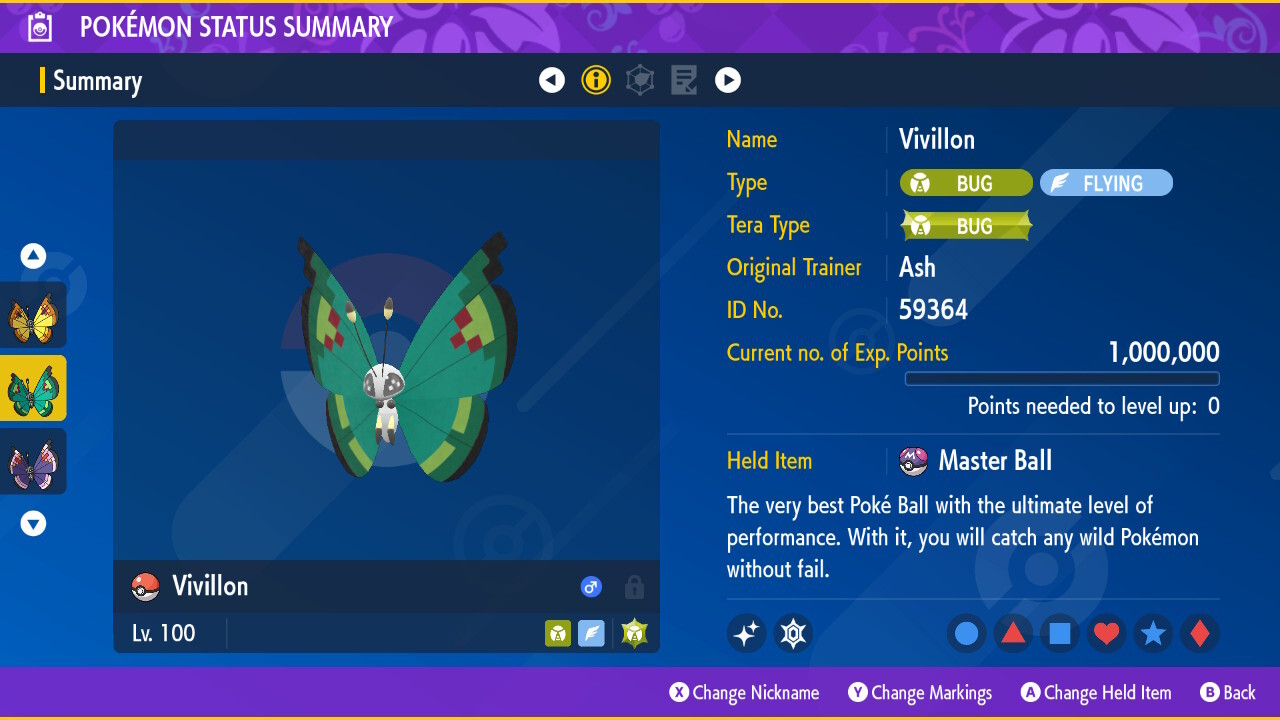 Vivillon All Forms 6iv 🌟 Shiny 🌟 & Non Shiny Pokemon Scarlet and Violet Home