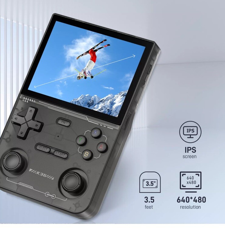 (Black)Handheld Video Game Console 500nit 3.5 Inch IPS HD Screen 16000 Games