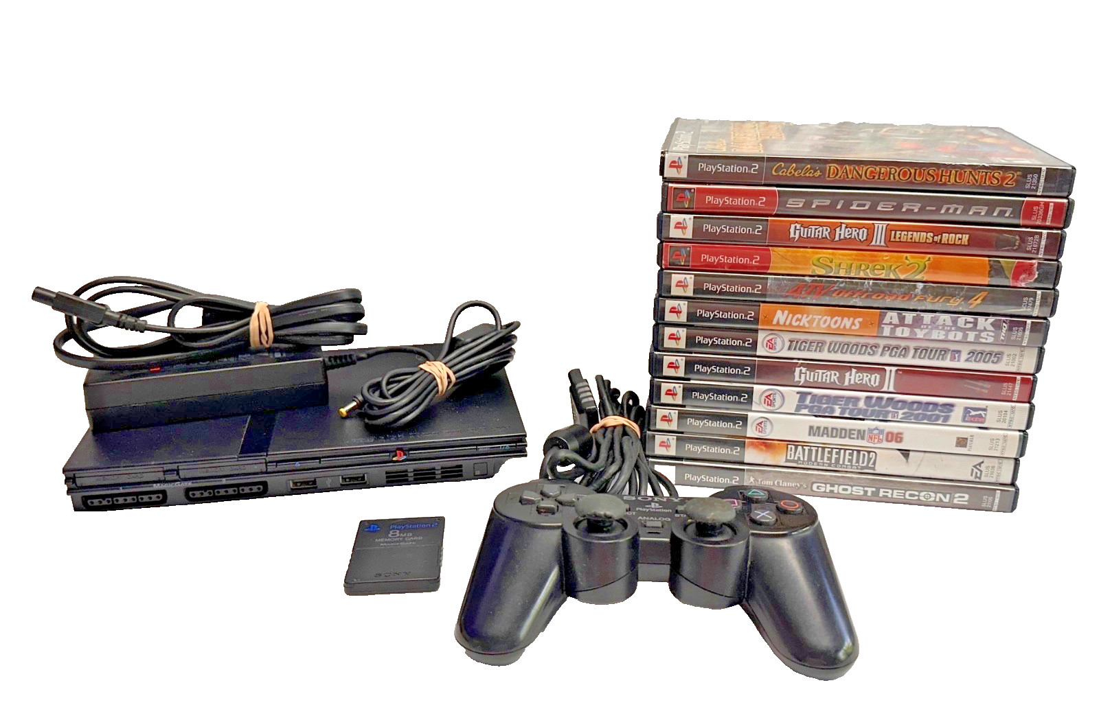 Sony PS 2 Slim Console SCPH-70012, Controller, Cords, 12 Games, WORKS