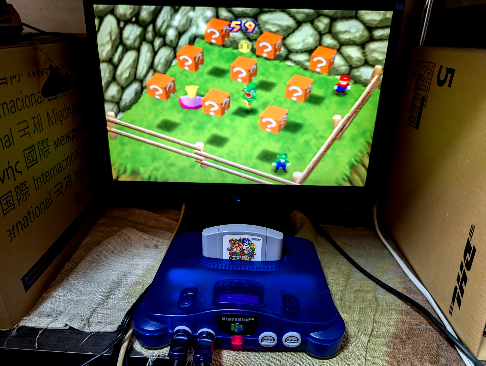 Nintendo 64 Region Free Console Midnight Blue 2controllers Mario Party japan