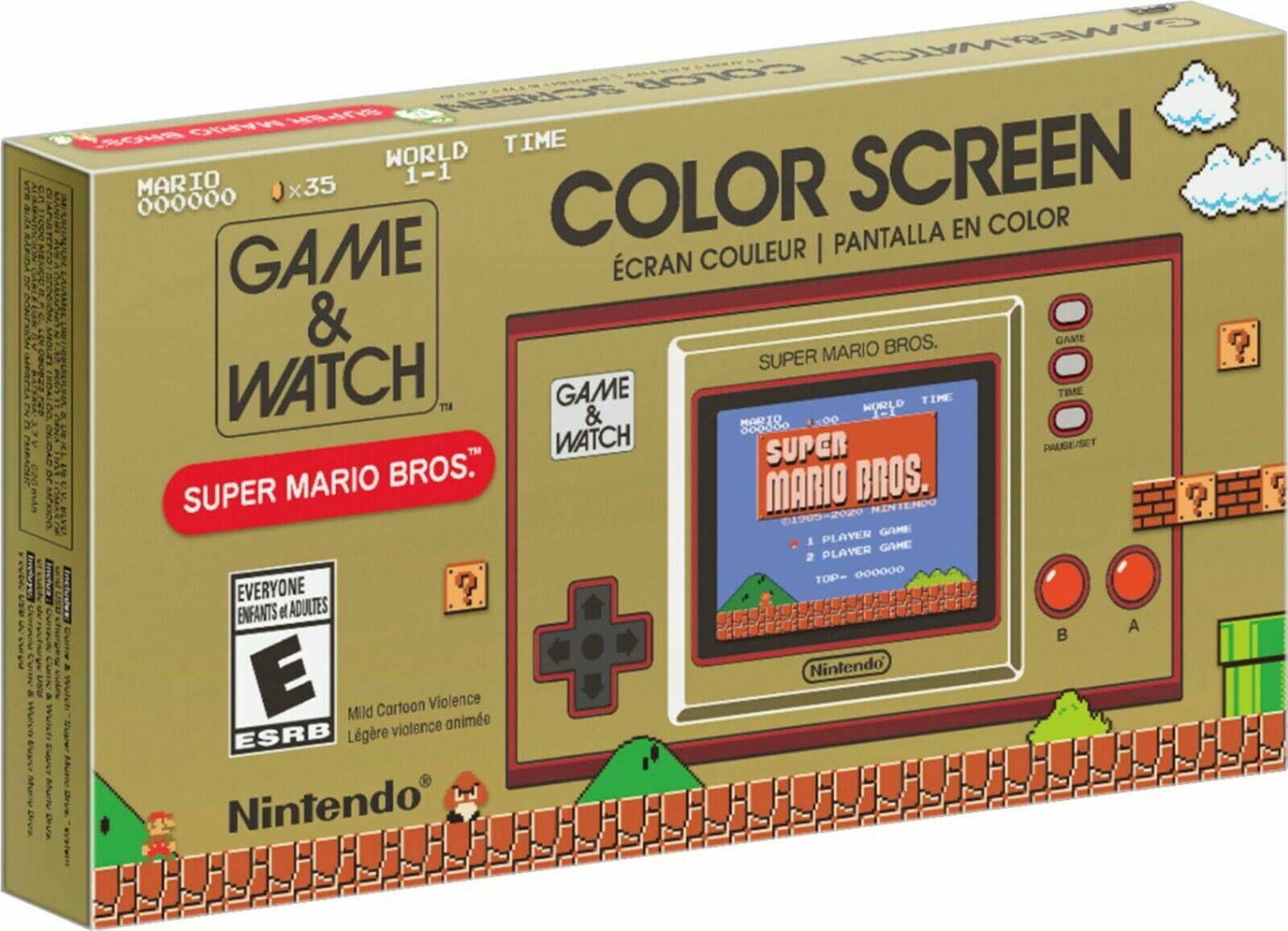 Nintendo Game & Watch Super Mario Bros Handheld Console Clock – New Sealed