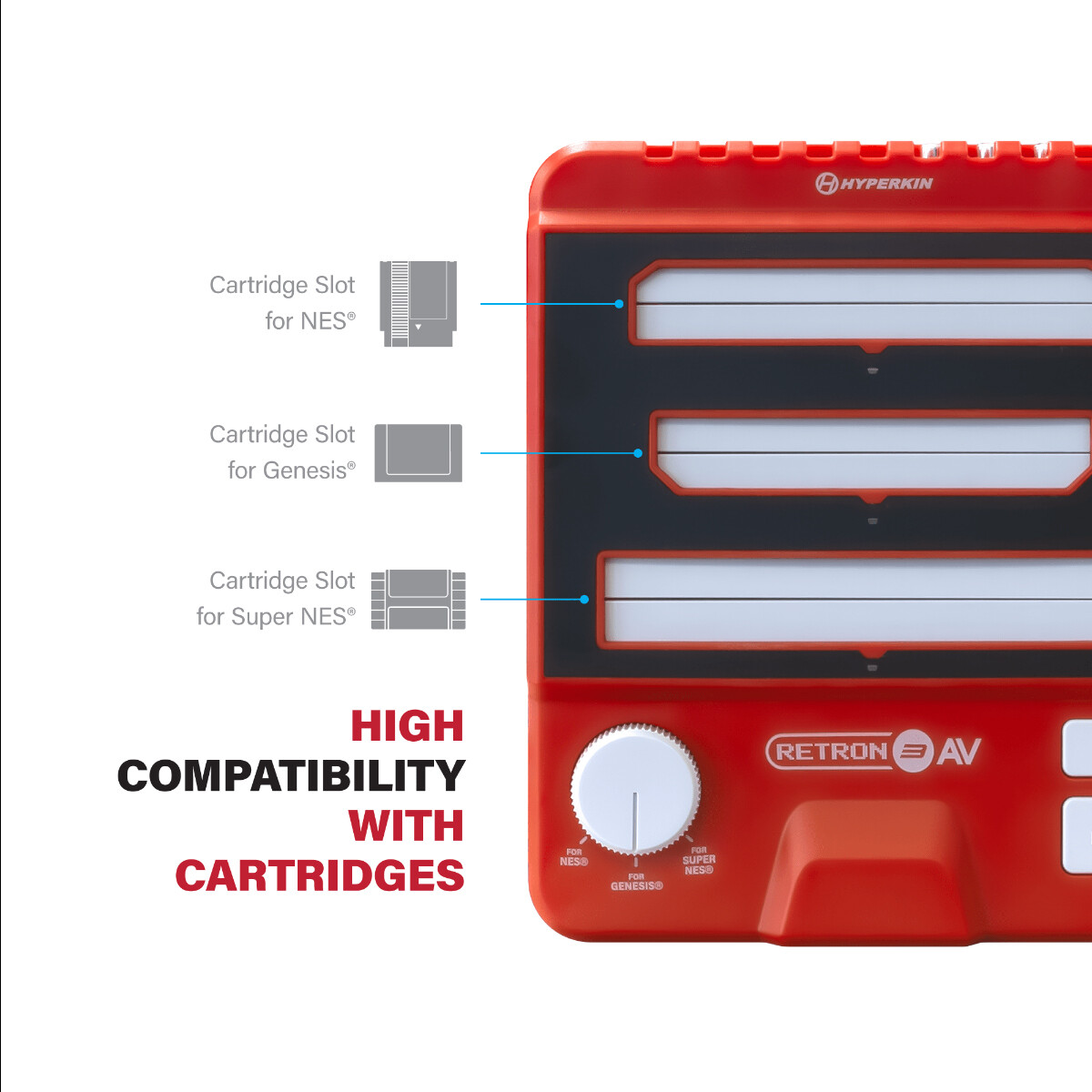 Hyperkin RetroN 3 AV Console for NES, SNES,Super Famicom, Genesis/Mega Drive Red
